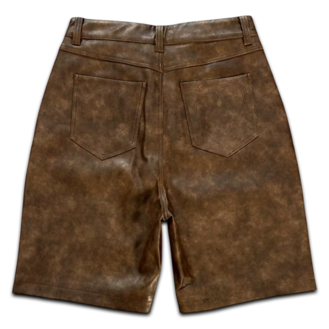Bottega Desires Brown Leather Shorts