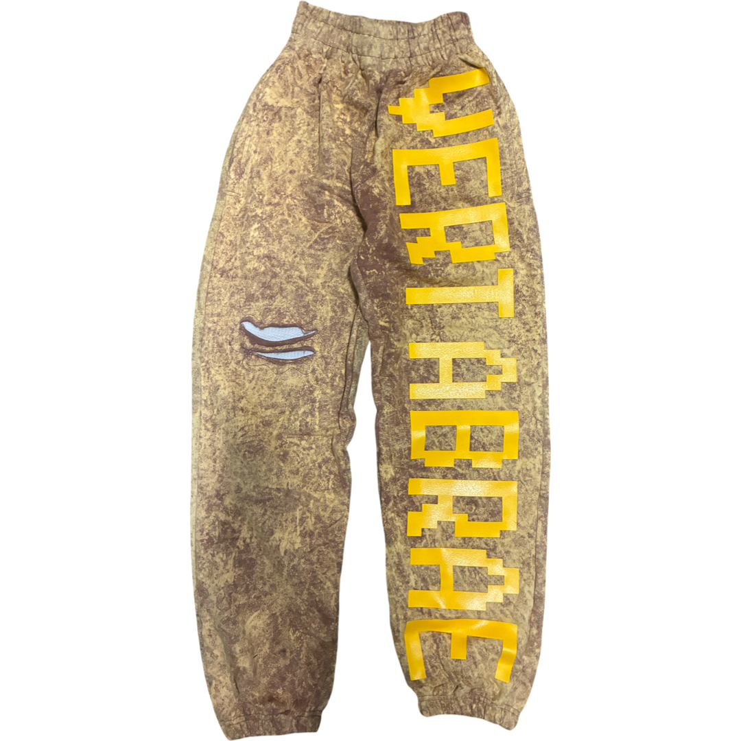 Vertabrae Dirty Distressed Sweatpants (Dirty Tan/Yellow)