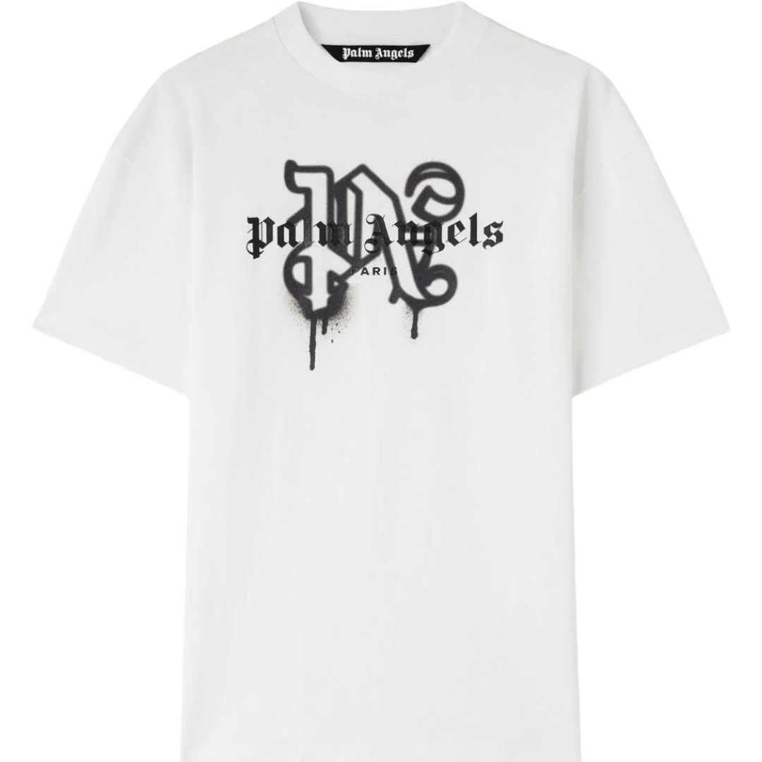 Palm Angels Monogram Paris Spray Paint Tee (White)
