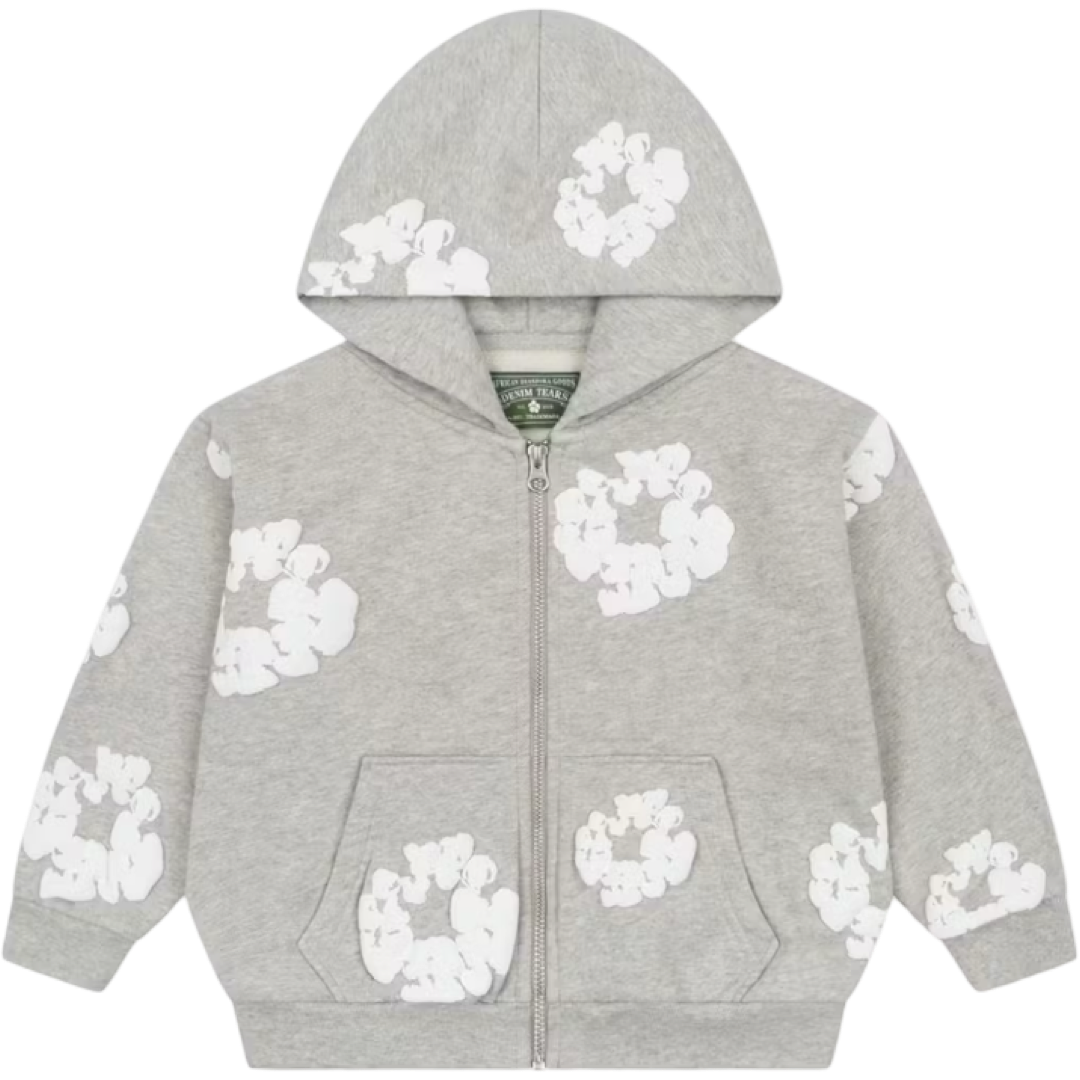 Denim Tears Kids Cotton Wreath Zip Hoodie (Grey)