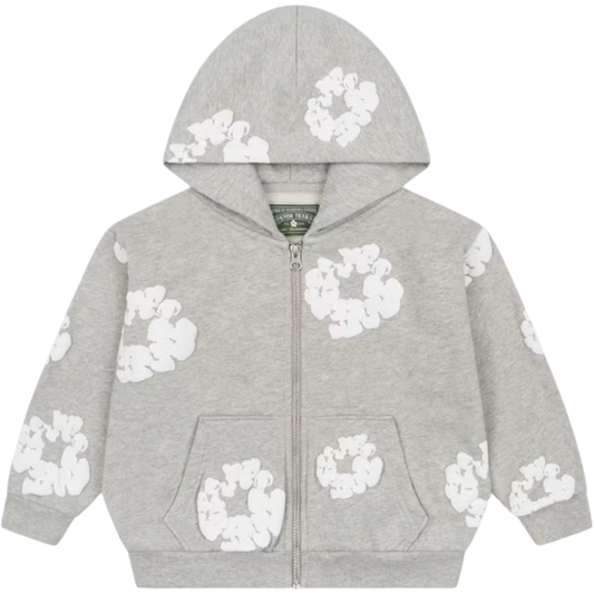 Denim Tears Kids Cotton Wreath Zip Hoodie (Grey)
