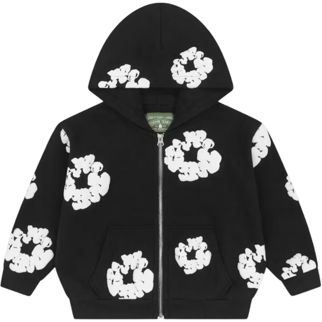 Denim Tears Kids Cotton Wreath Zip Hoodie (Black)