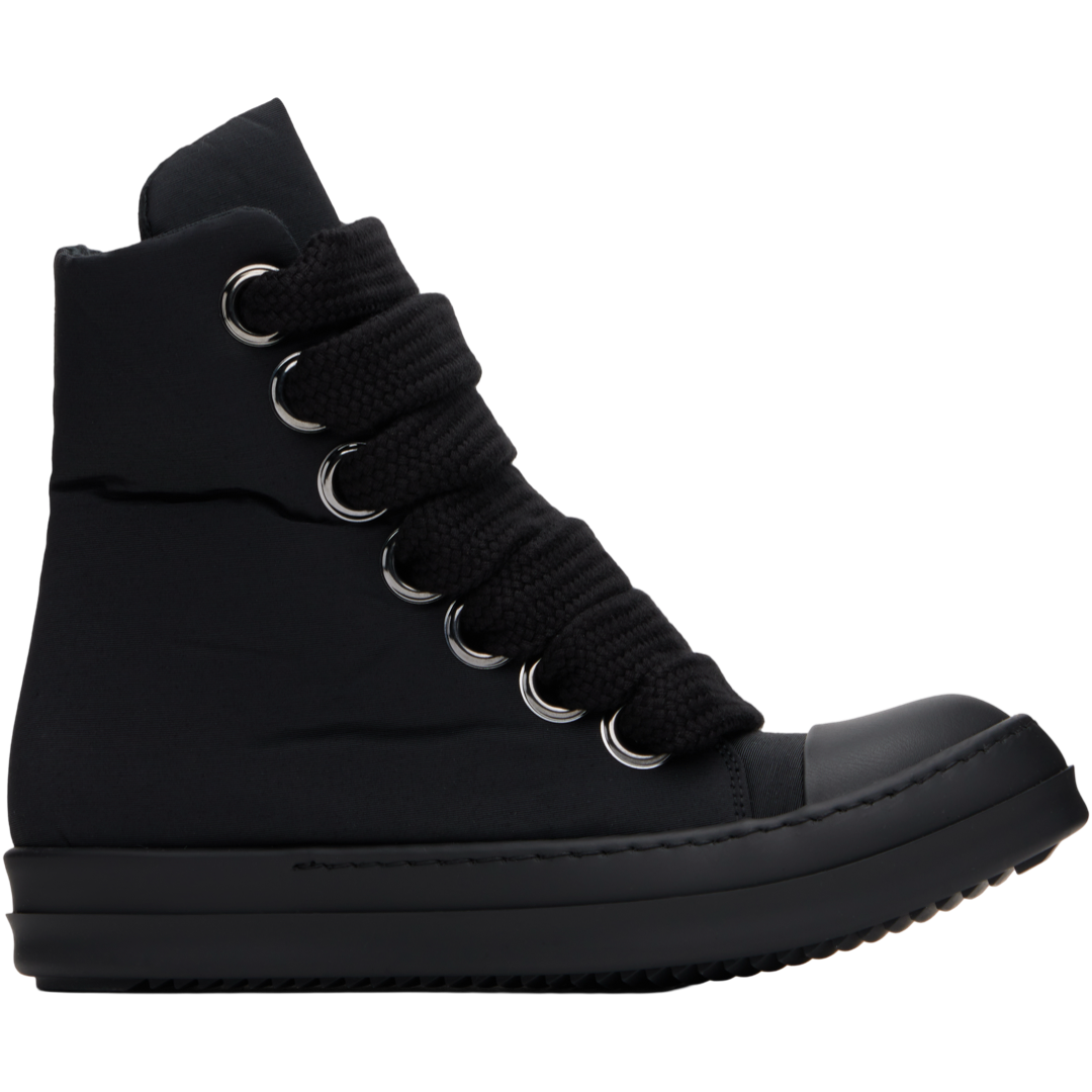Rick Owens Jumbo Lace Puffer High Sneakers (Black/Black)