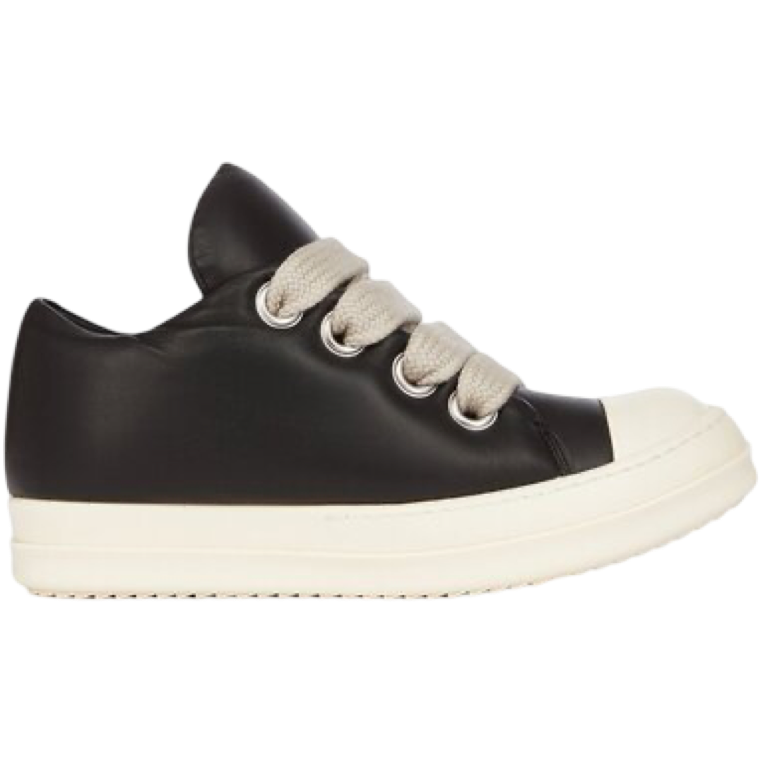 Rick Owens Jumbo Lace Leather Puffer Low (Black/Milk)