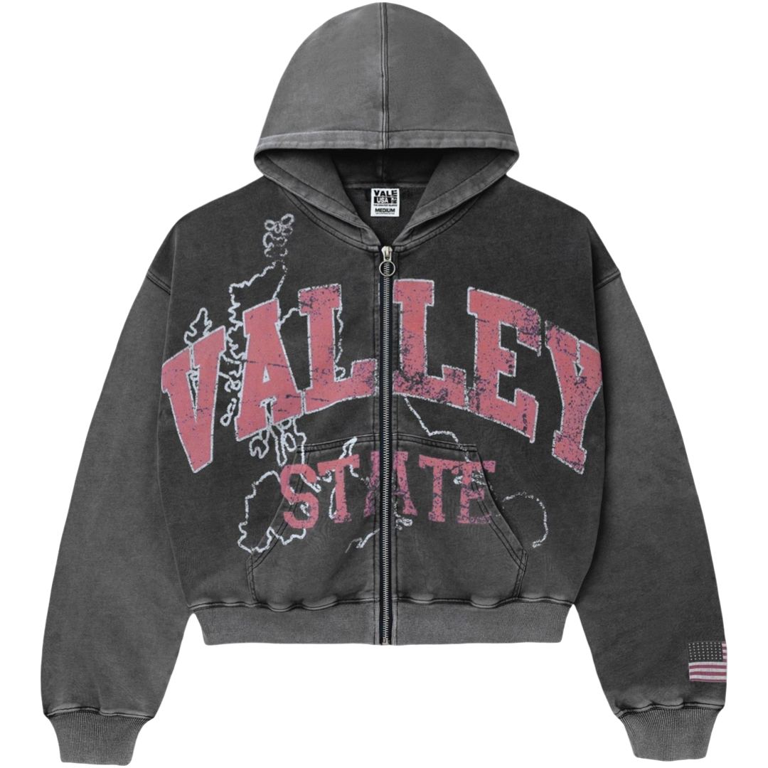 Vale ‘Alumni’ Zip Up Hoodie (Black)