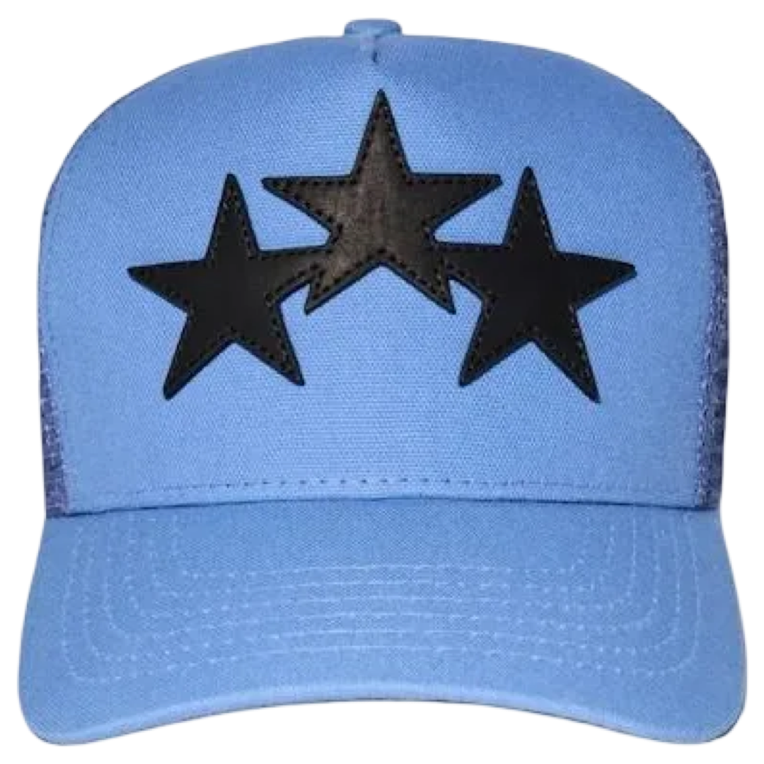 Amiri Trucker 'Stars' Hat (Baby Blue/Black Stars)
