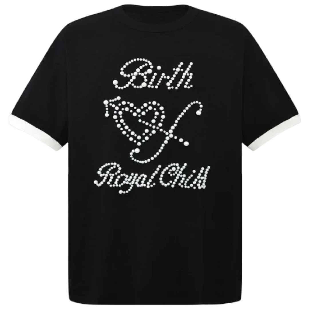 Birth of Royal Child ‘Pearl Patchwork’ Tee (Black)