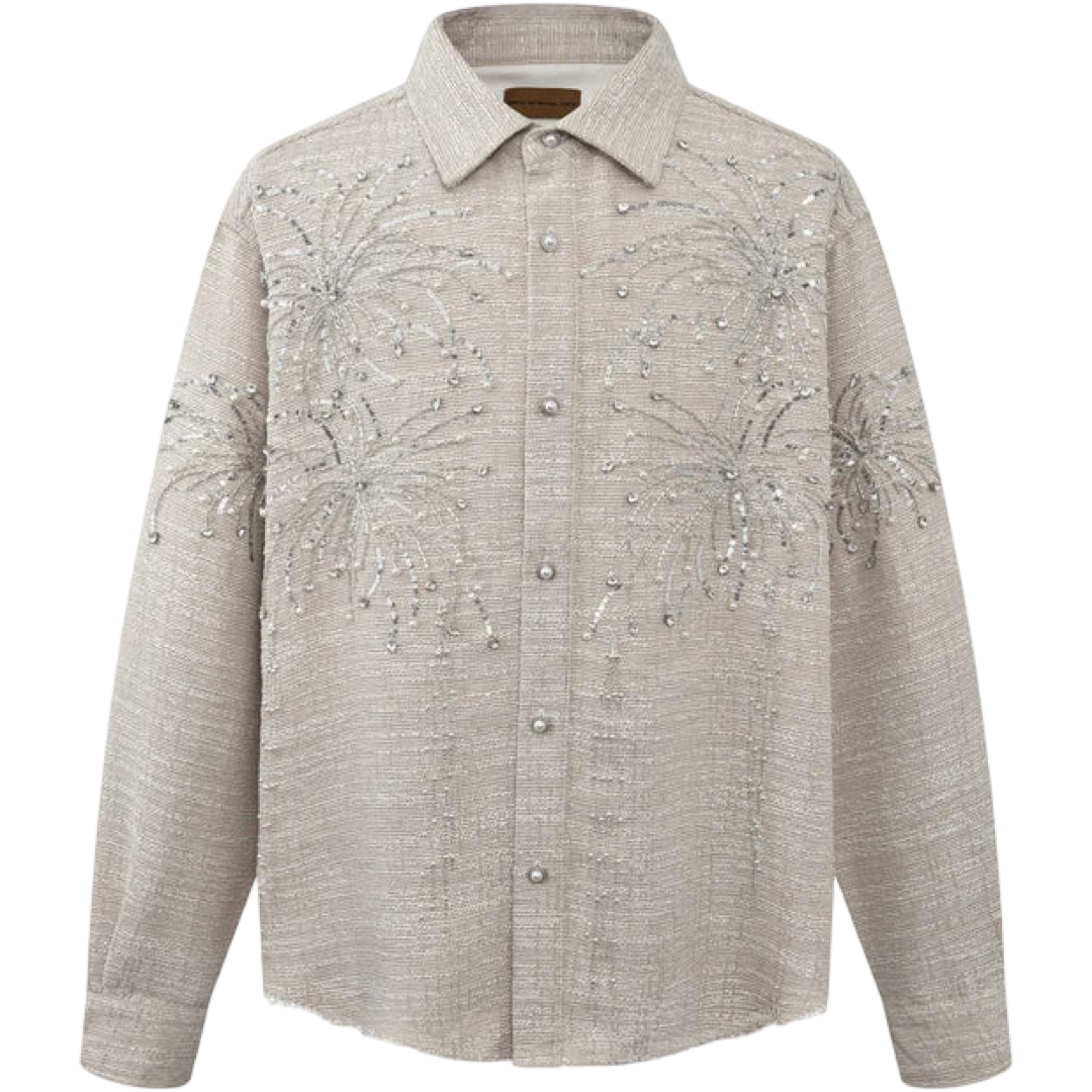 Birth of Royal Child Firework Beaded Diamond Shirt (Off-White)