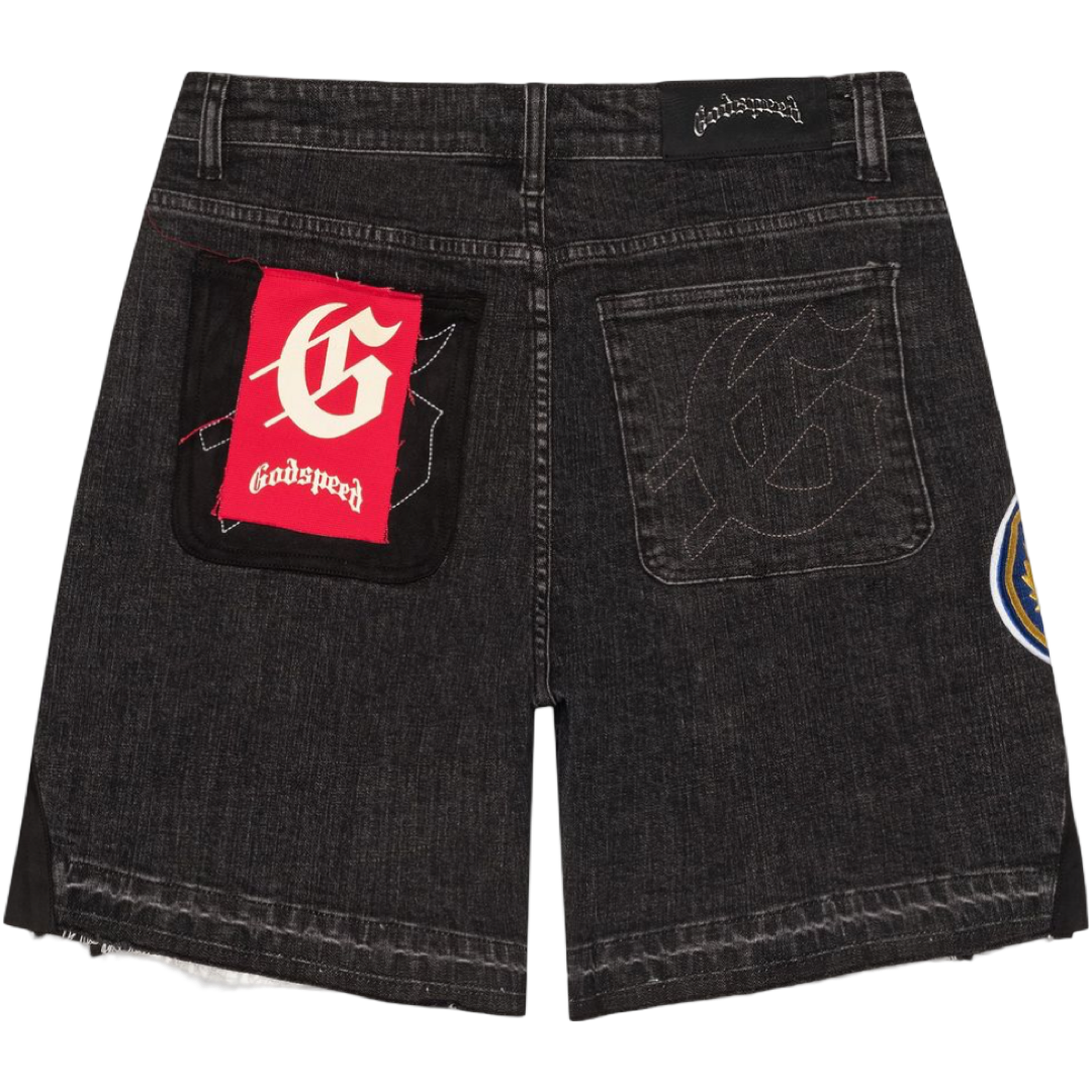GodSpeed Patchwork V2 Denim Shorts (Black)