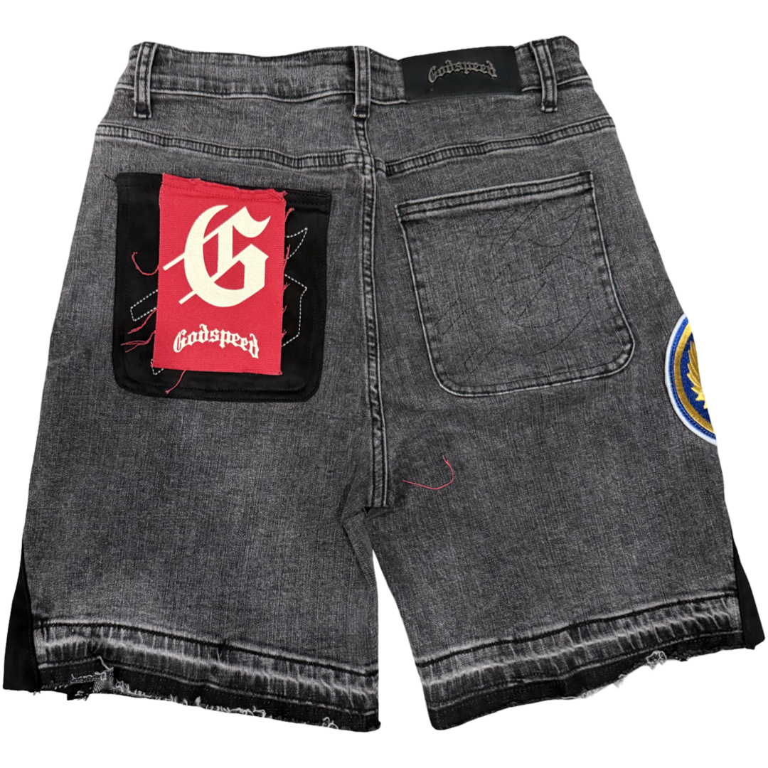 GodSpeed Patchwork V2 Denim Shorts (Grey)