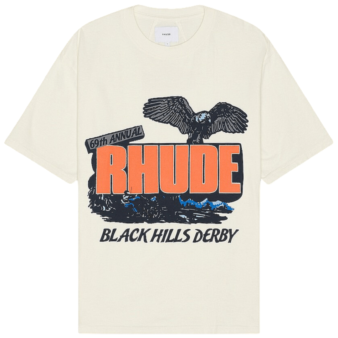 Rhude Vintage White Black Hills Rally Tee