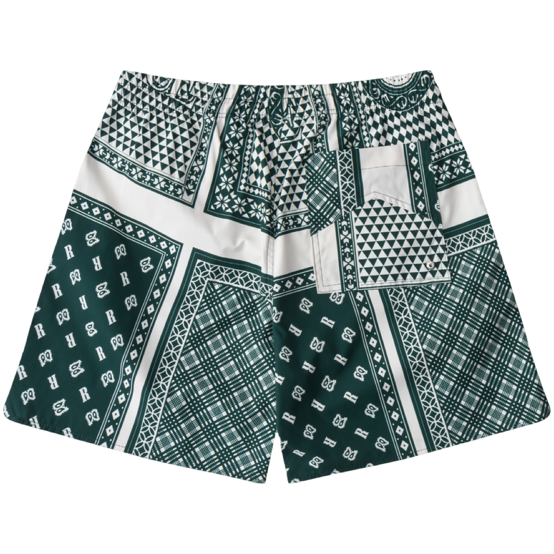 Rhude Card Print Swim Trunk (Green)