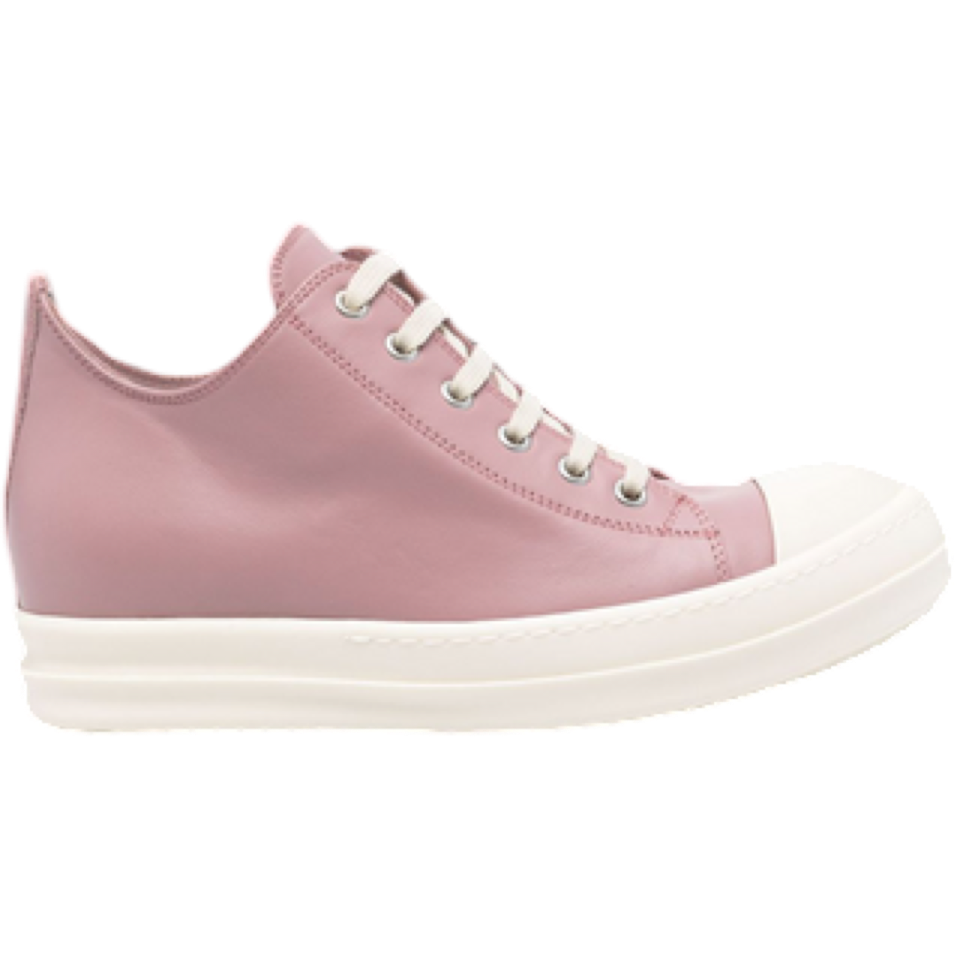 Rick Owen's Pink Leather Low Sneaker (Dusty Pink/Milk/Milk)