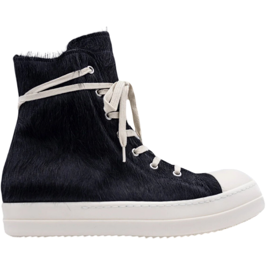 Rick Owen's Pony Hair High Sneaker (Black/Milk)