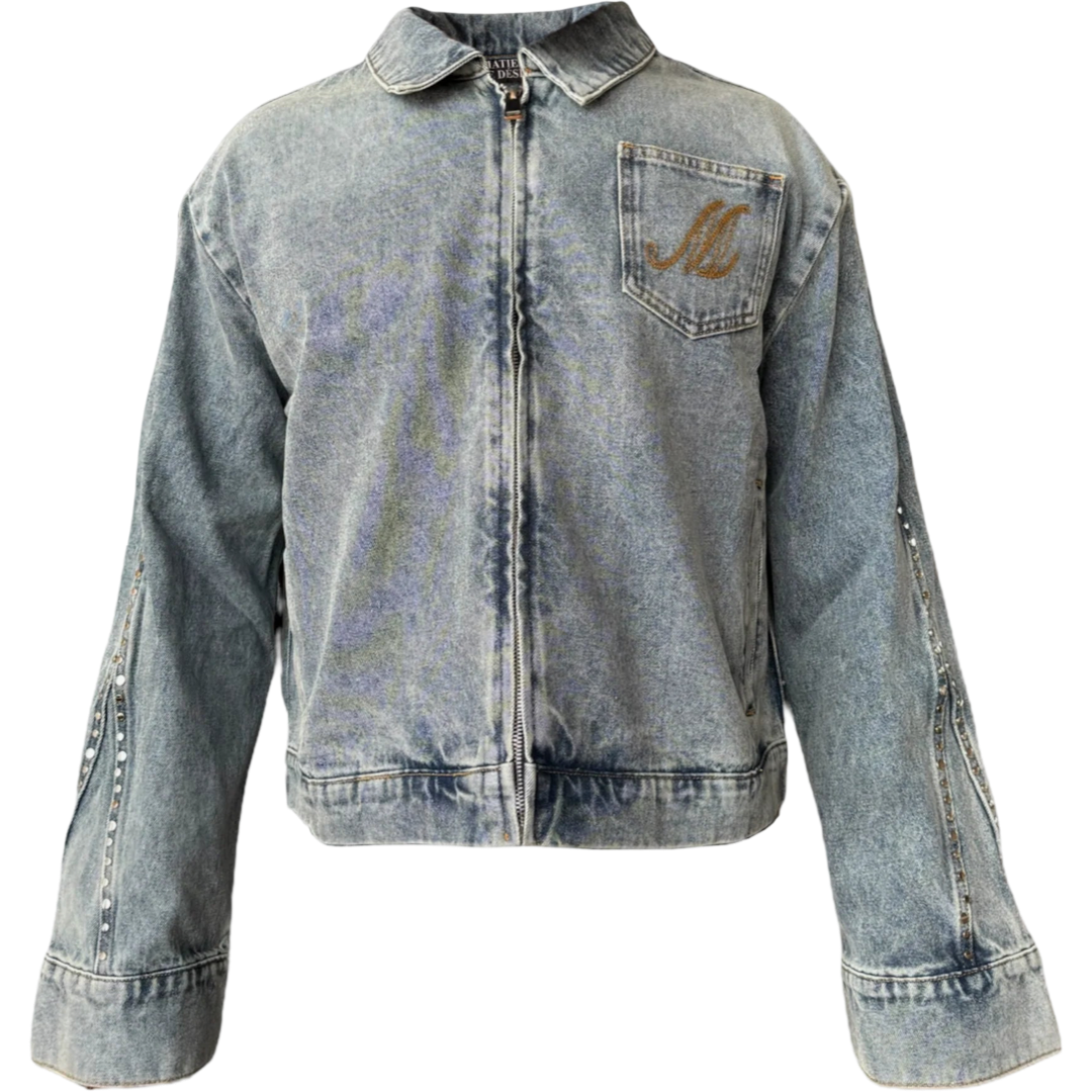 Matiere de Desirs Studded Pleated Denim Jacket