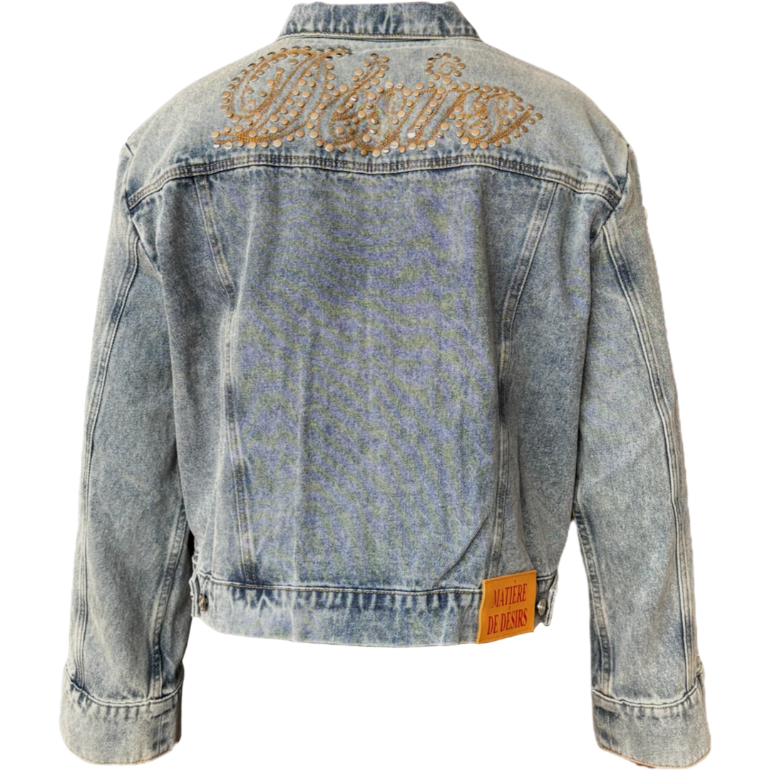 Matiere de Desirs Studded Pleated Denim Jacket