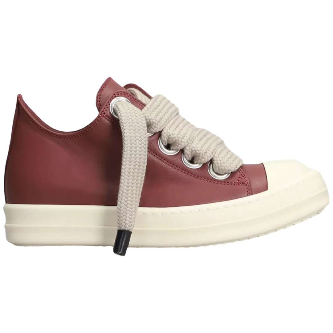Rick Owen's Leather Jumbo Lace Low (Rosewood/Milk/Milk)