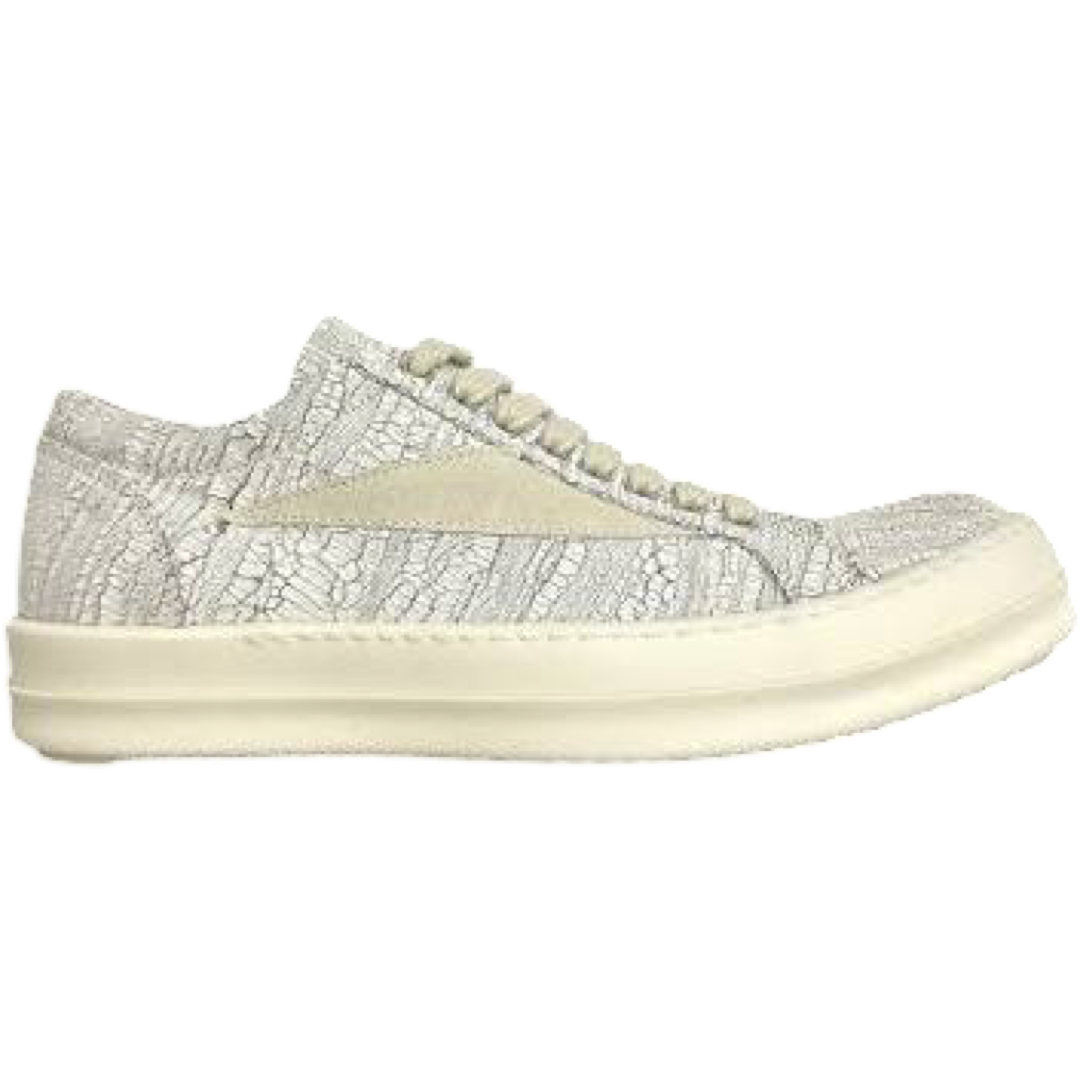 Rick Owens Vintage Cracked Paint Low Sneaker (Milk/Milk)