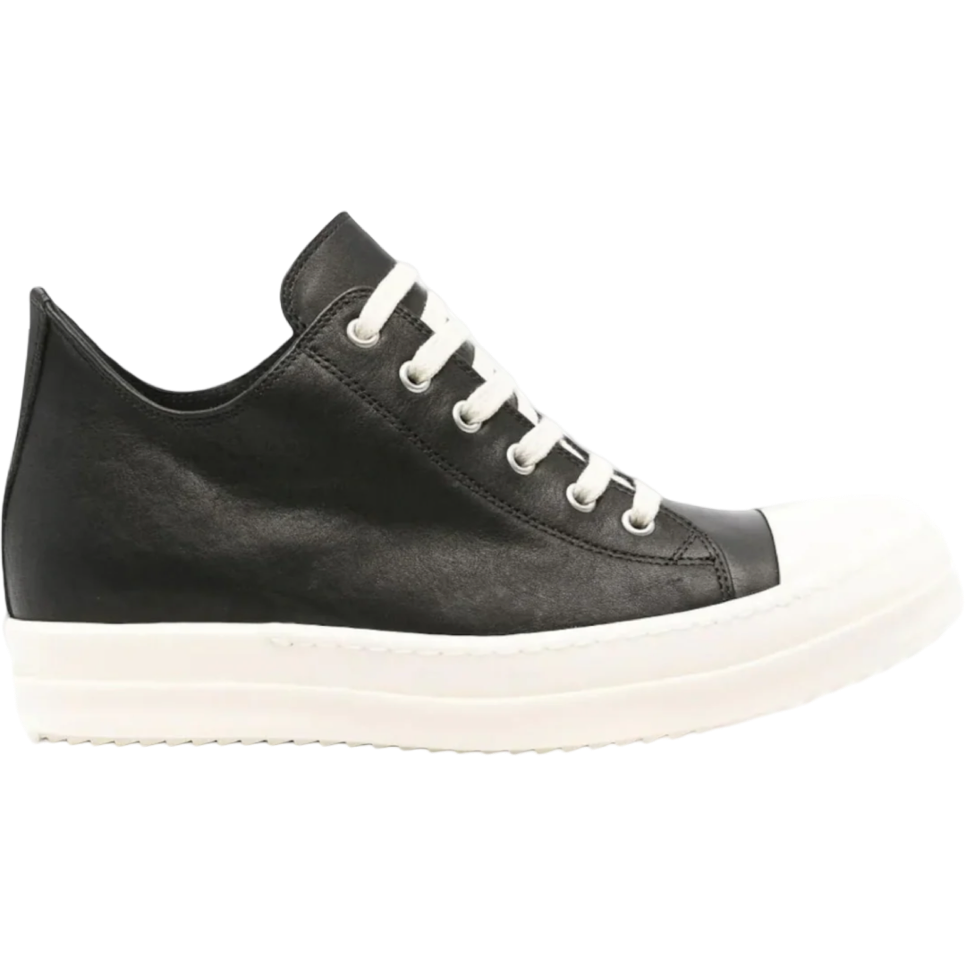 Rick Owens Leather Low Sneakers (Black/Milk)