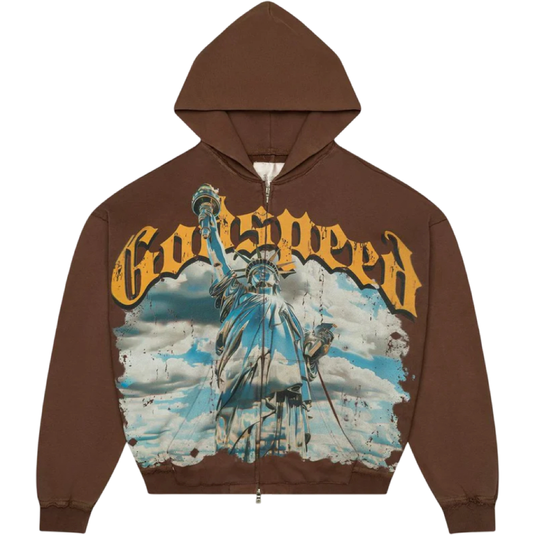 GodSpeed ‘Chrome Liberty’ Zip Up Hoodie (Brown)