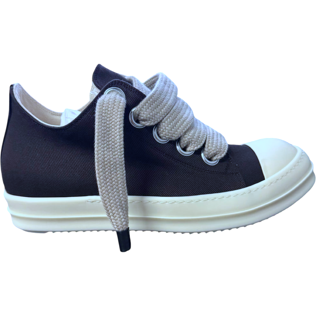 Rick Owens Jumbo Canvas Lace Low (Dark Dust/Milk/Milk)