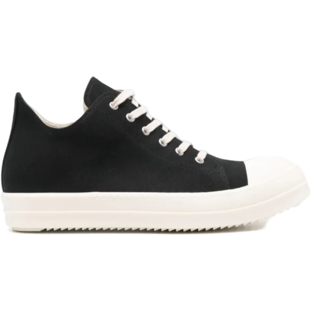 Rick Owens Leather Low Top Sneakers (Black/Milk)