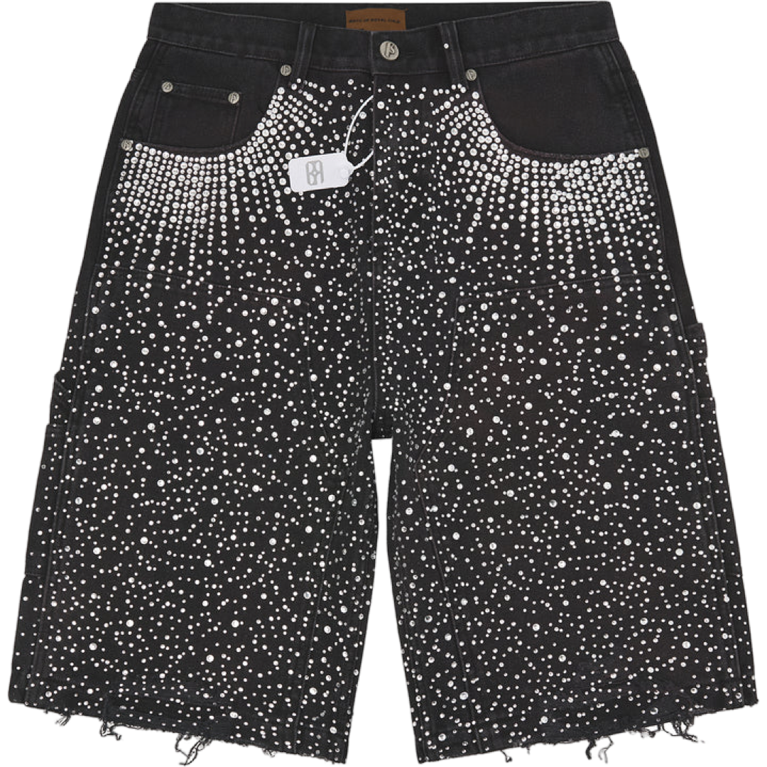 Birth of Royal Child ‘24k Diamond’ Dennim Shorts (Black/Plum)
