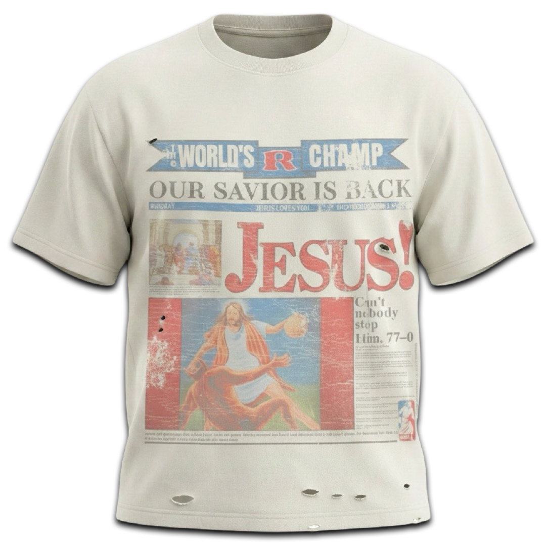 Righteous “Jesus World Champ” Tee (Off White)