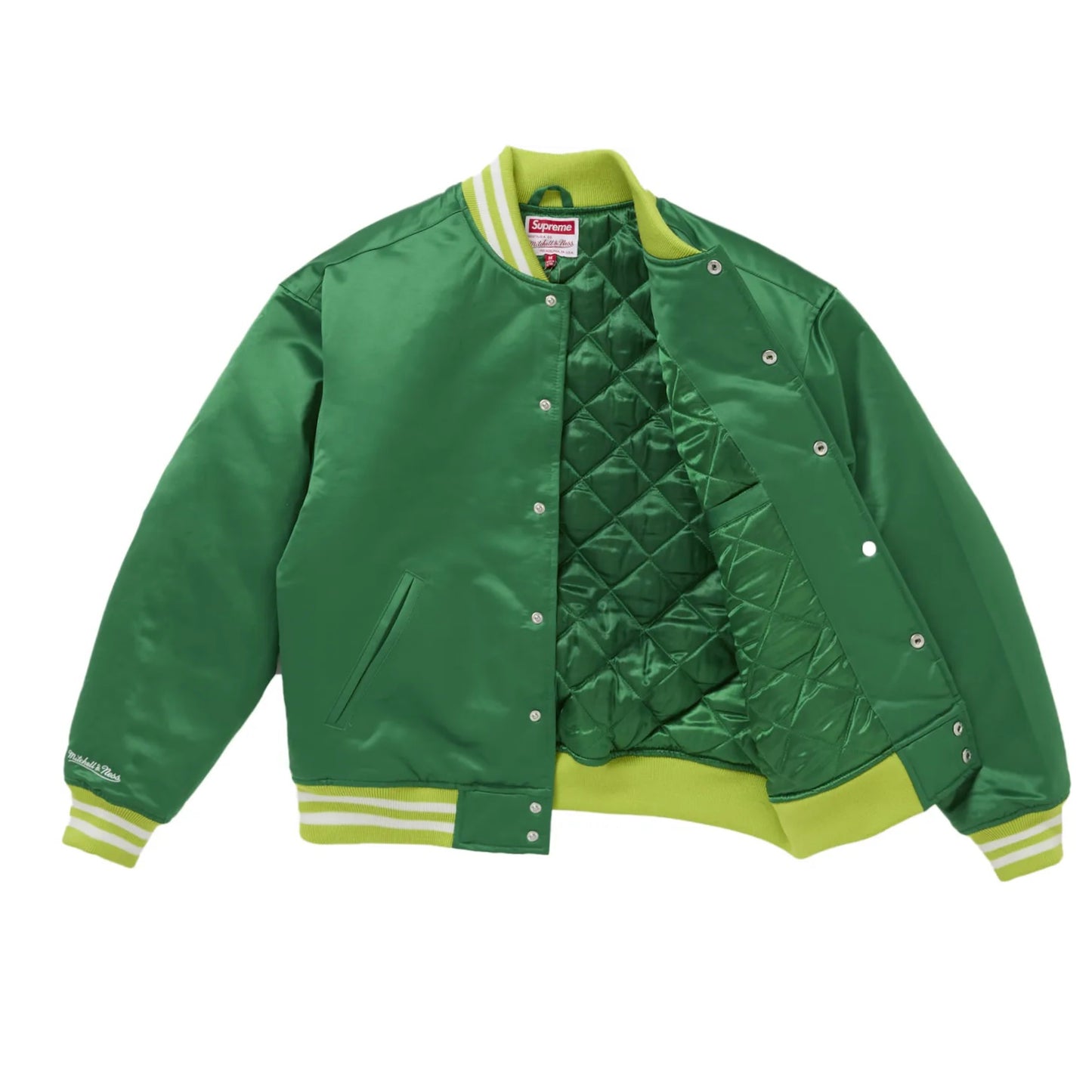 Supreme Mitchell & Ness Satin Varsity Jacket (Green)