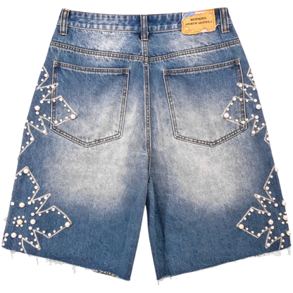 Righteous Pearl Distressed Denim Shorts