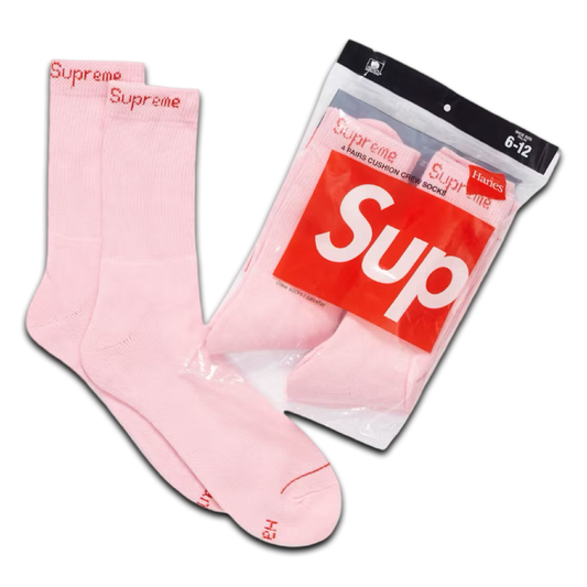 Supreme Hanes Crew Socks 4 Pack (Pink)