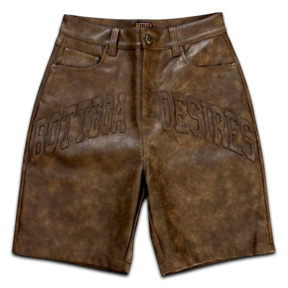 Bottega Desires Brown Leather Shorts