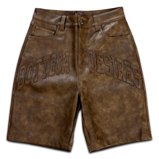 Bottega Desires Brown Leather Shorts