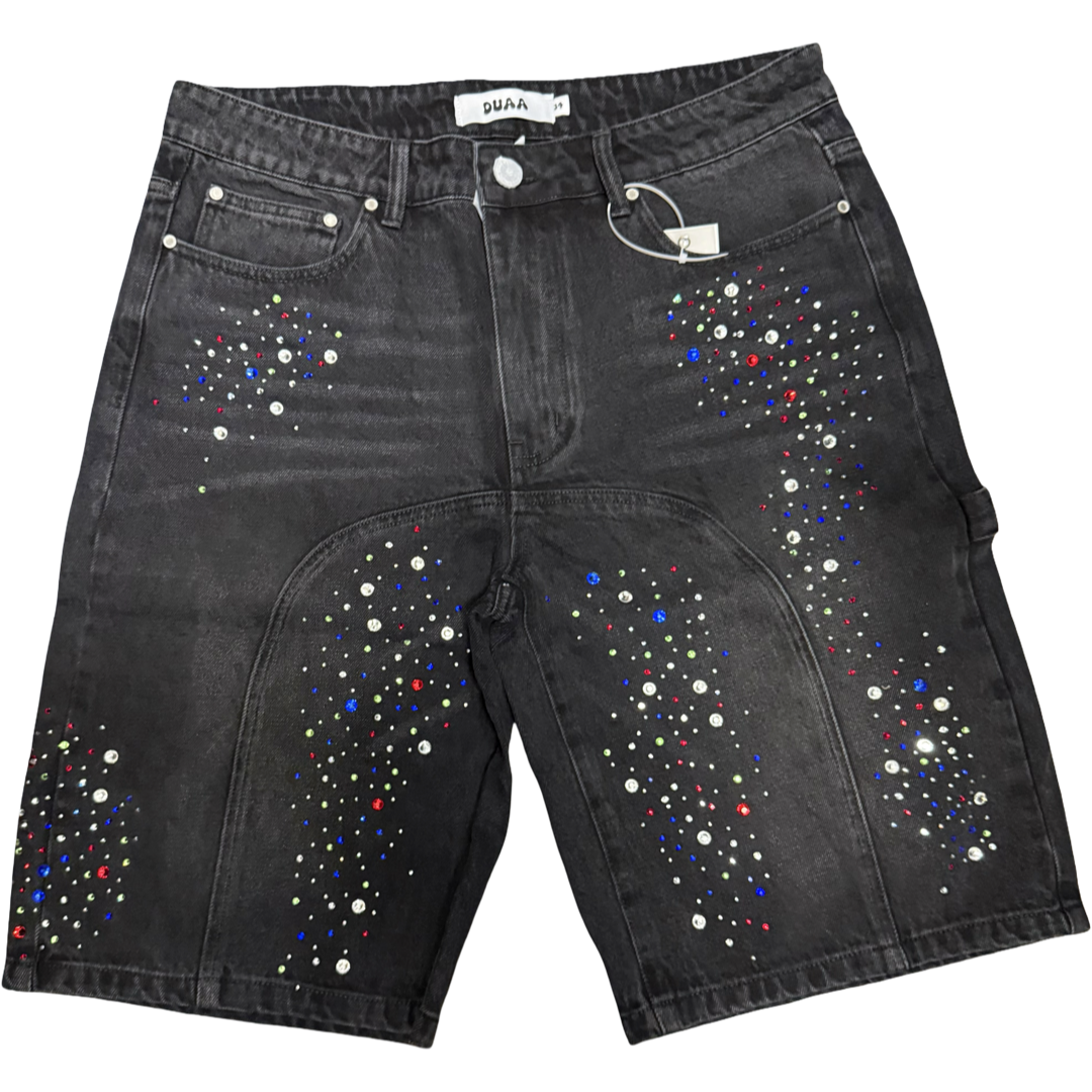 Duaa Supplication Stone Black Denim Shorts
