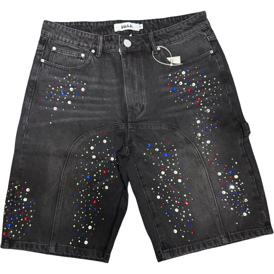 Duaa Supplication Stone Black Denim Shorts