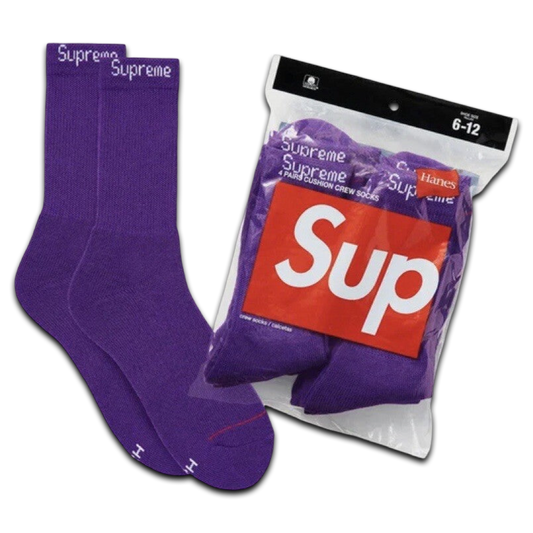Supreme Hanes Crew Socks 4 Pack (Purple)