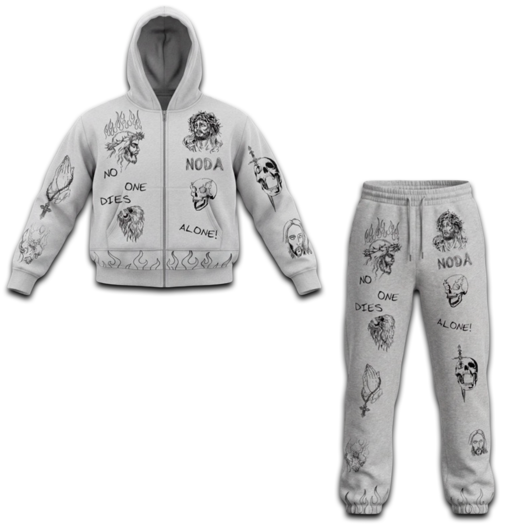 N.O.D.A  Grey Ashes Hoodie/Jogger Set