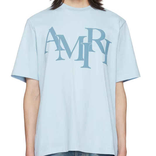 Amiri Staggered Tee (Baby Blue)