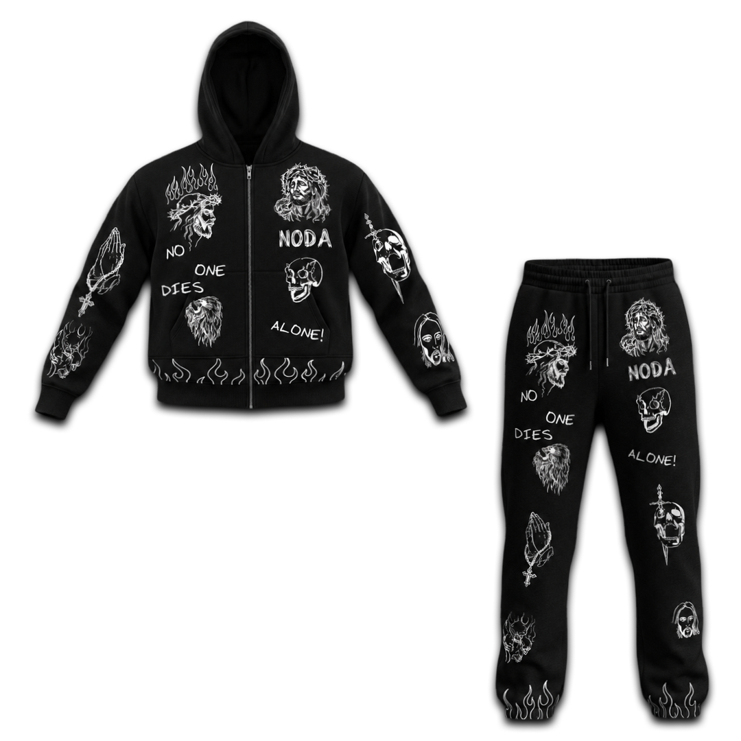 N.O.D.A Black Ashes Hoodie/Jogger Set