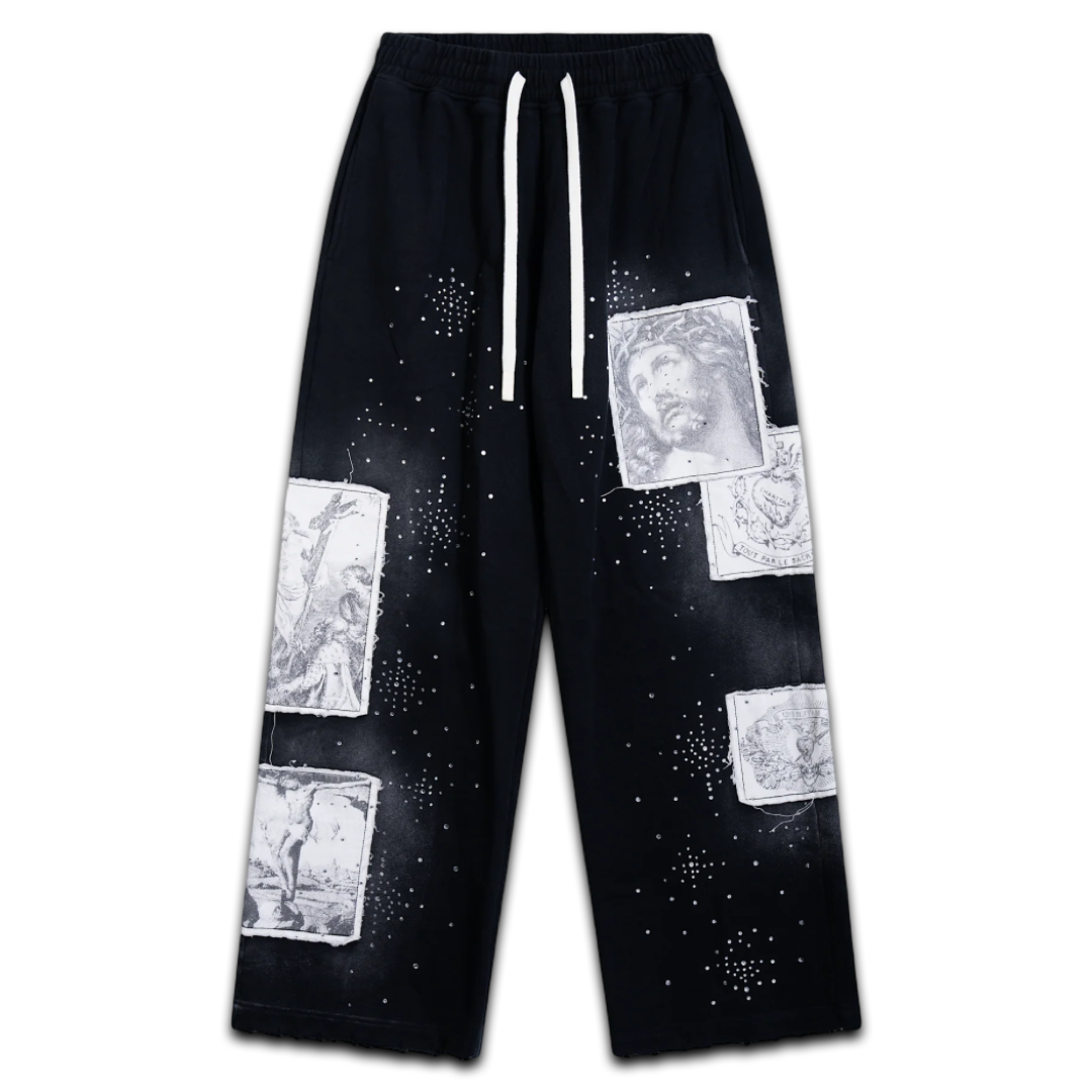 Righteous Divine Canvas Sweatpants Rhinestone (Black)
