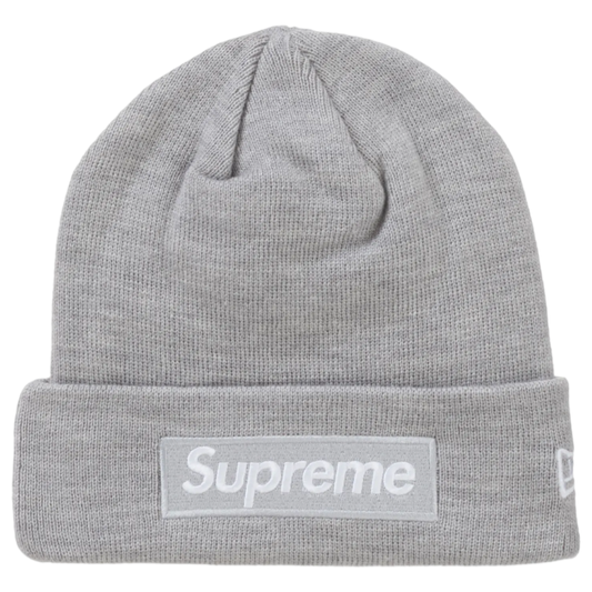 Supreme New Era Box Logo Beanie (Heather Grey)