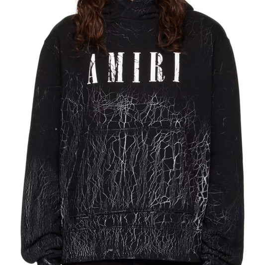 Amiri Cracked Dye Core Logo Hoodie (Black)