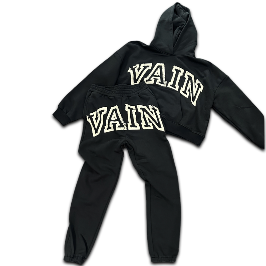Saint Vanity Vain Hoodie/Joggers Set (Black/Cream)