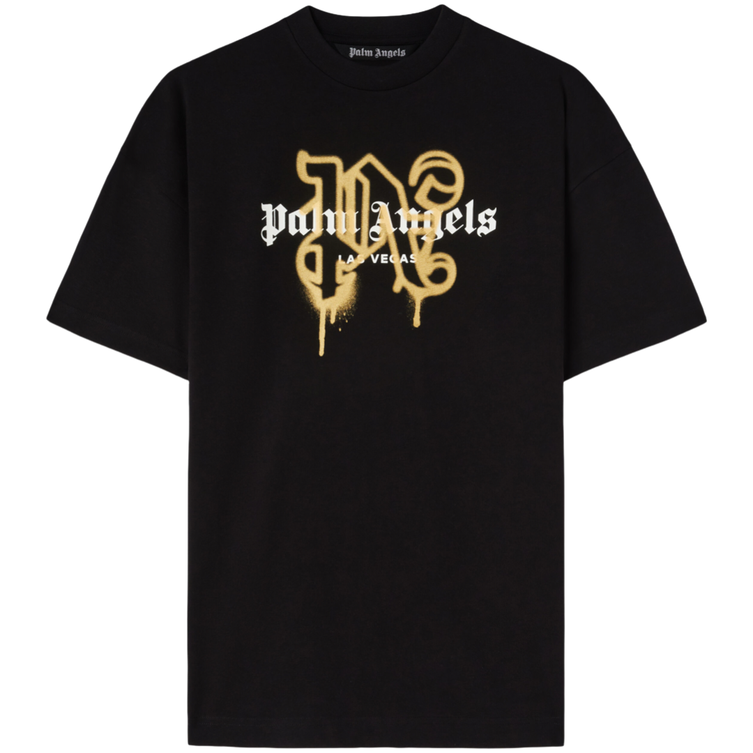 Palm Angels Monogram Las Vegas Spray Paint Tee (Black)