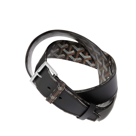 GOYARD PARIS MONOGRAM LEATHER GOYARDINE MEN’S BELT "BLACK BROWN"