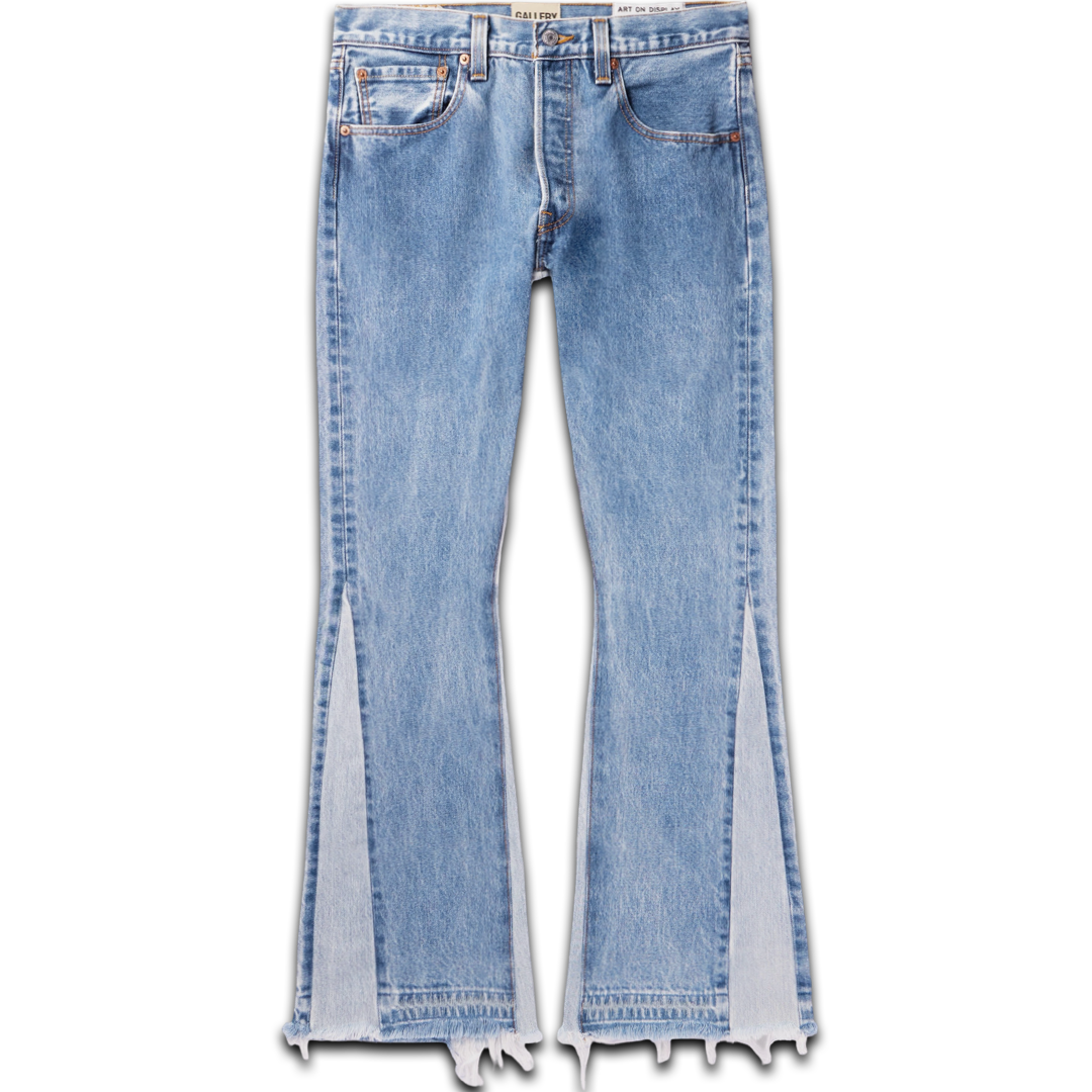 GALLERY DEPT.  La Flare Distressed Two-Tone Jeans