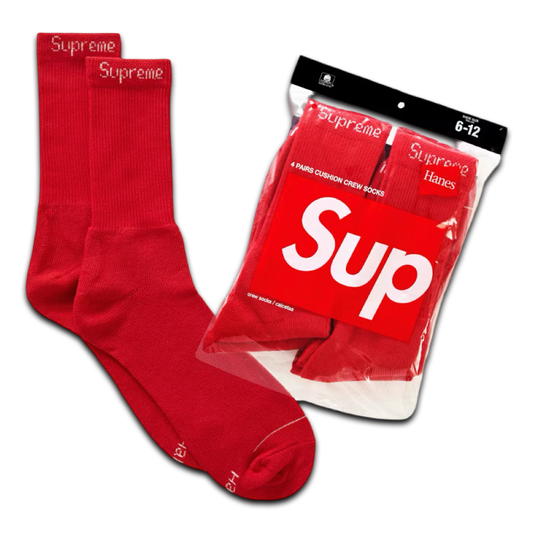Supreme Hanes Crew Socks 4 Pack (Red)