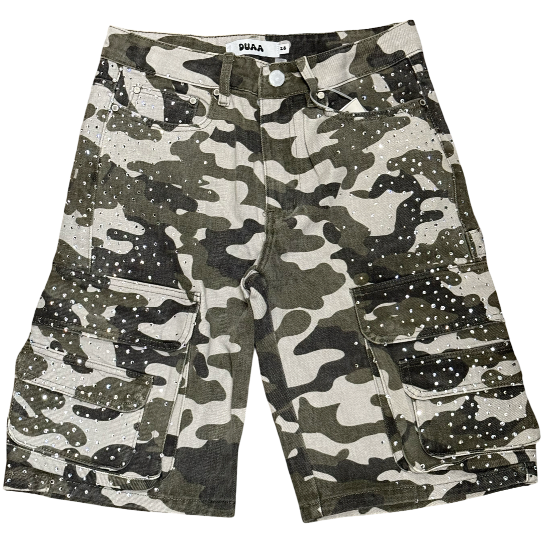 Duaa Creative Green Camo Shorts