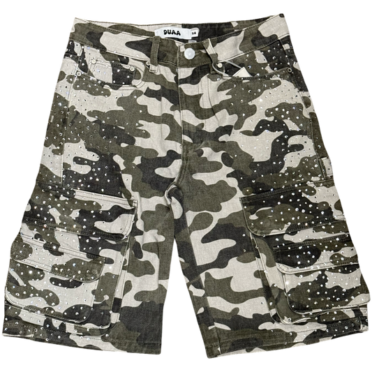 Duaa Creative Green Camo Shorts