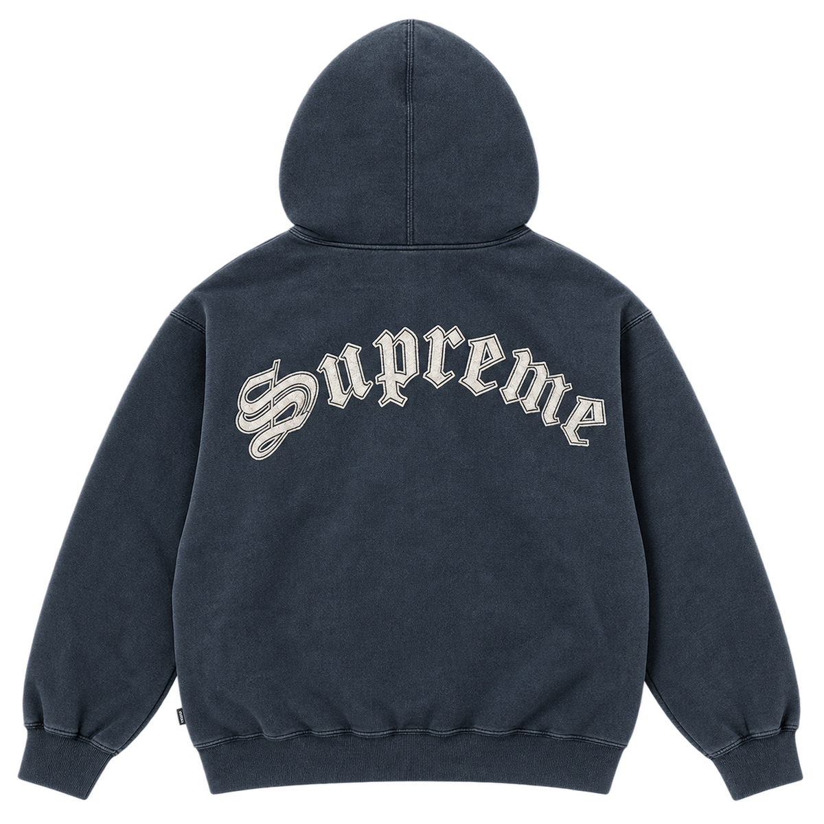 Shearling Lined Zip Up Hooded Sweatshirt 'Navy'